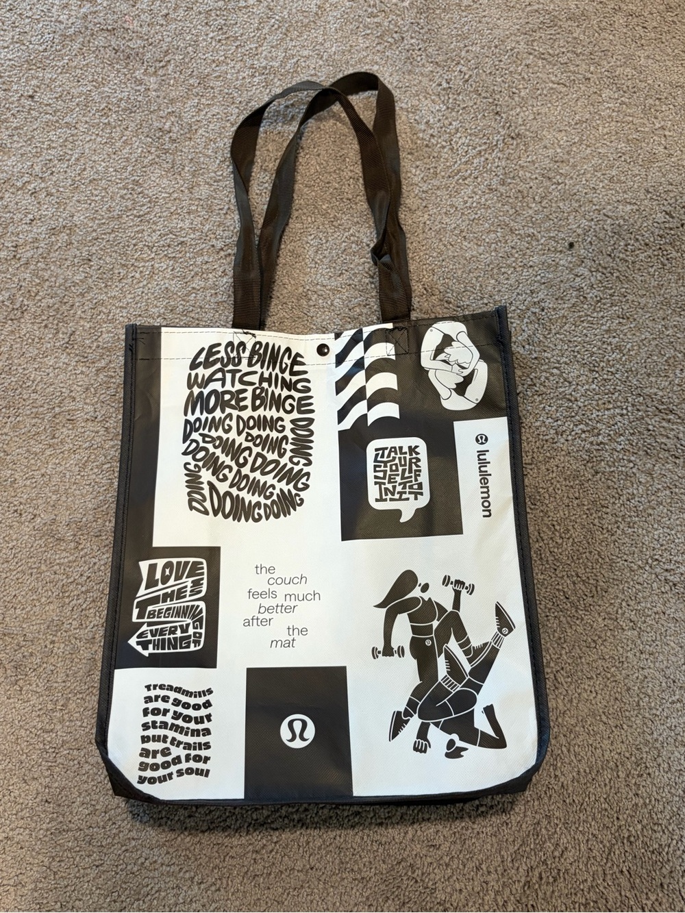 3/$20 lululemon athletica Black & White Graphic Reusable Tote Bag